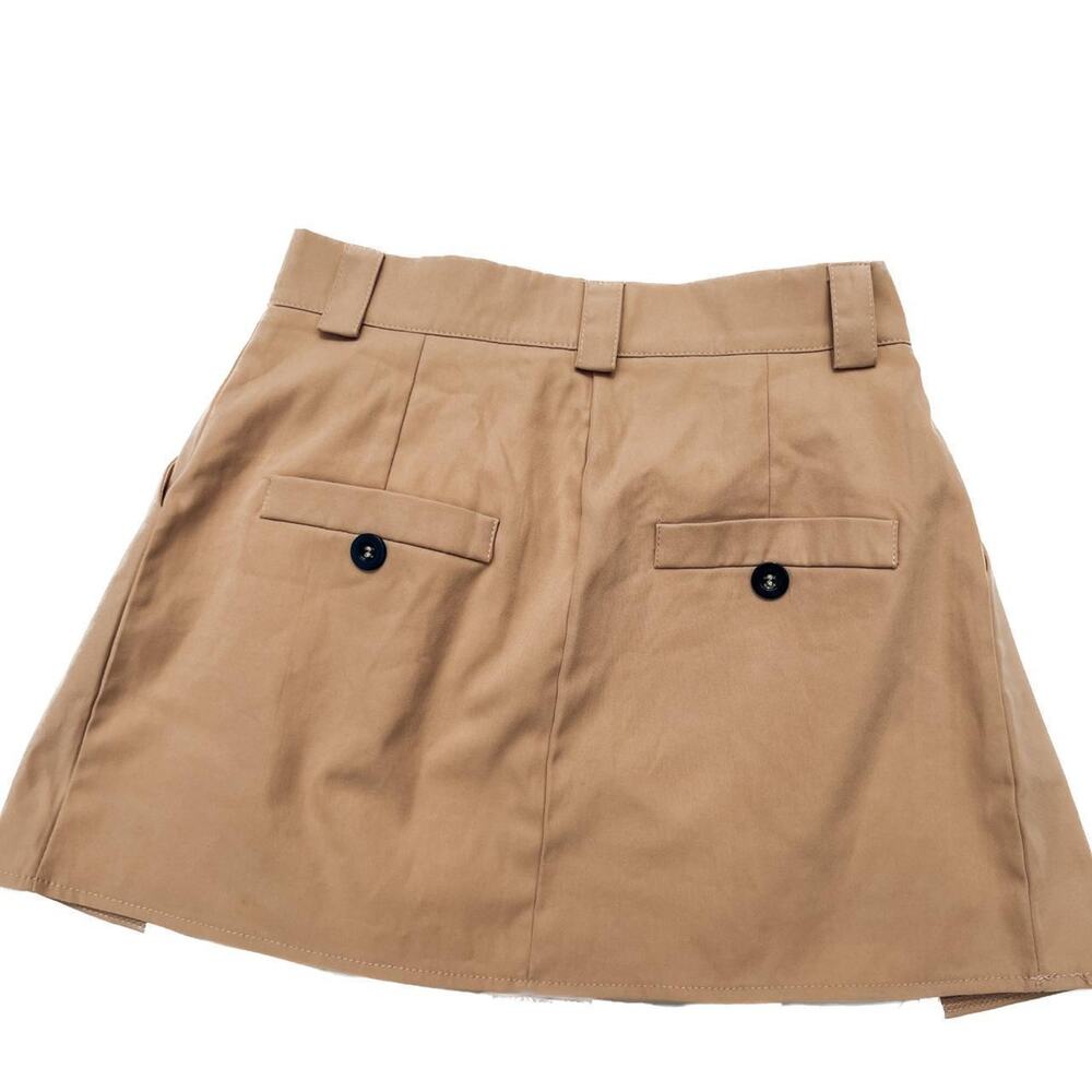 ChaCha Low Rise Micro Bebe Mini Skirt Womens S Khaki Y2K Preppy Minimalist NWOT - Picture 4 of 6